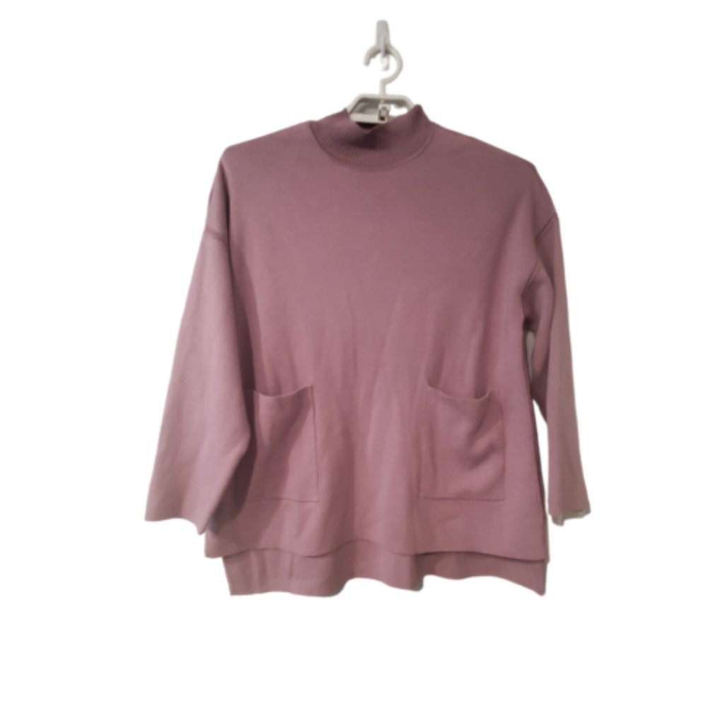 Chicos Sweater Womens 3 Xl Dusty Purple Tunic Mock Neck Pockets